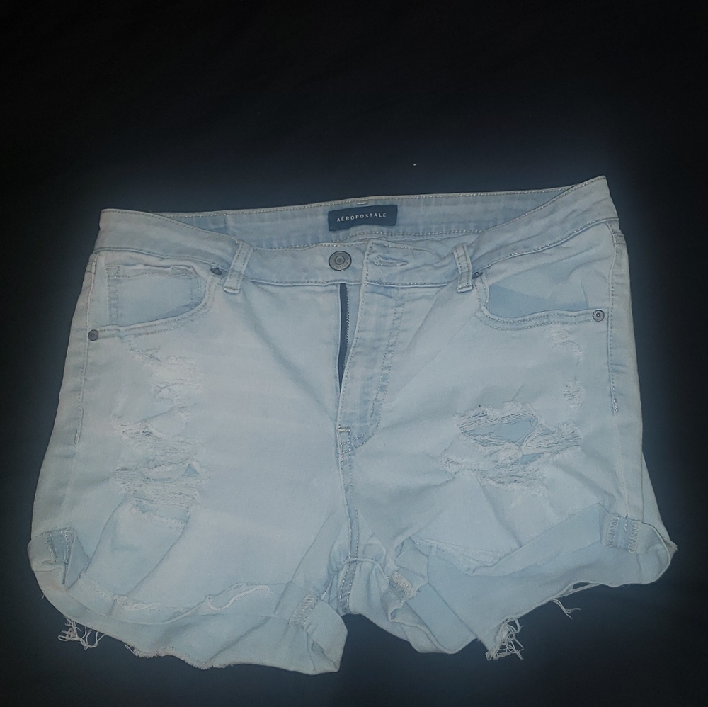 Light Washed Ripped Jean Shorts